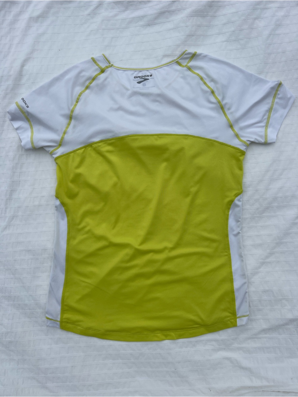 Brooks Equilibrium Technology Short Sleeve Running Tee, Lime Green and White, L - Picture 6 of 10
